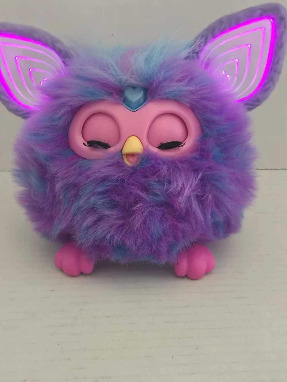 2023 Furby Purple Plush Tie Dye Interactive Voice Activated Glowing Ears *WORKS*